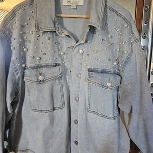 Womens Size XL Embellished Denim Jacket